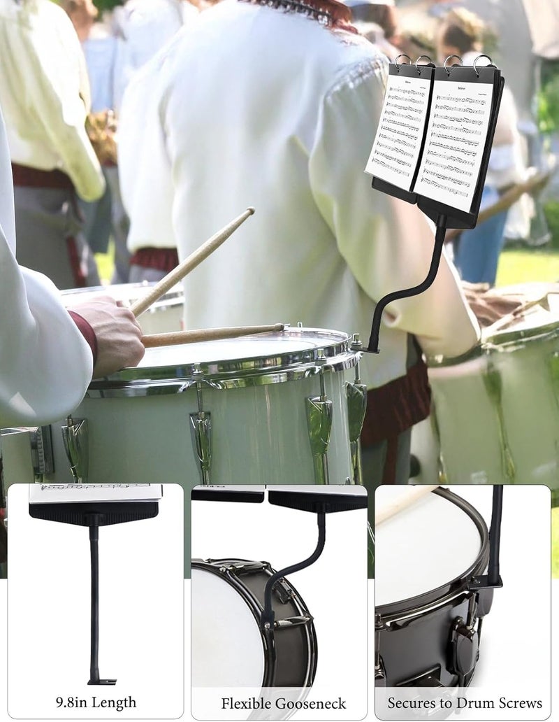 bomis Trumpet Marching Lyre 2 in 1 Adjustable Trumpet & Snare Drum Marching Band Lyre for Marching Band with Flip Folder, Includes 10 Refill Sleeves, for Trumpet, Clarinet, Trombone, Snare Drum - Image 5